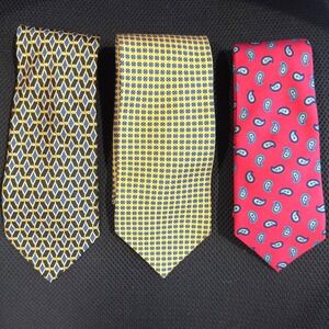 Roundtree & Yorke Mens All Silk Handmade Neckties Lot of 3 Classic Business Ties